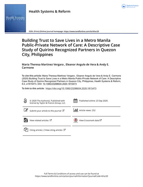 Building Trust to Save Lives in a Metro Manila Public.